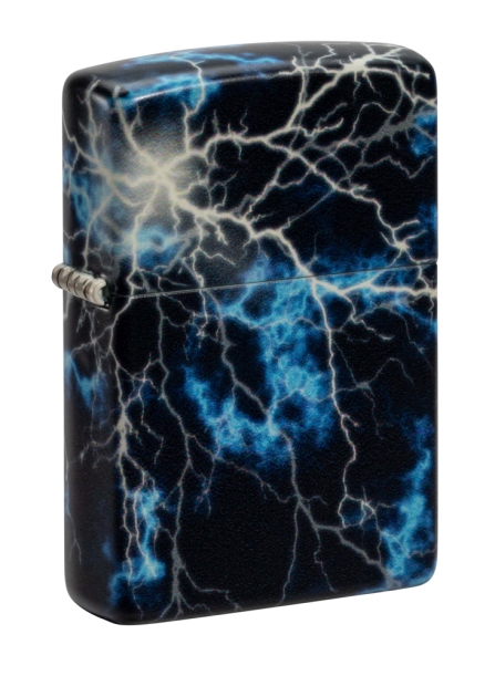 Зажигалка ZIPPO Lightning с покрытием Glow In The Dark Green, латунь/сталь, черная, 38x13x57 мм (Изображение 1)