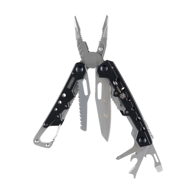 Мультитул Stinger, 105x40 мм, 12 функций, сталь, чёрно-серебристый, в комплекте нейлоновый чехол (Изображение 1)