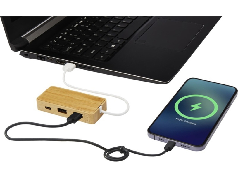 USB-концентратор Tapas из бамбука, натуральный (Изображение 4)