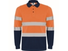 Рубашка поло со светоотражающими полосами Polaris с длинным рукавом, мужская (navy/неоновый оранжевый) XL