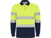 Рубашка поло со светоотражающими полосами Polaris с длинным рукавом, мужская (navy/неоновый желтый) XL (Изображение 1)