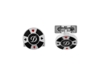 Запонки CASINO, круглые, черный и красный лак, палладиевая отделка, узор: карточные масти, логотип D (Изображение 1)