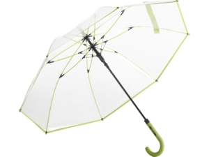 Зонт-трость Pure с прозрачным куполом (прозрачный/лайм) 