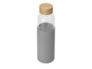 Стеклянная бутылка для воды в силиконовом чехле Refine (прозрачный/серый) 
