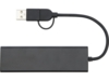 Концентратор USB 2.0 Rise из переработанного алюминия, сертифицированного по стандарту RCS - сплошной черный (Изображение 2)