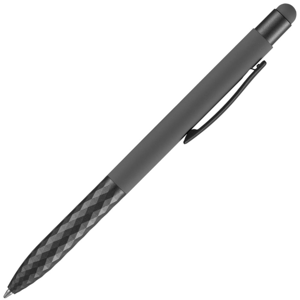 Ручка шариковая со стилусом Digit Soft Touch, серая (Изображение 3)