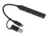 USB-хаб Link с коннектором 2-в-1 USB-C и USB-A, 2.0/3.0 (черный)  (Изображение 1)
