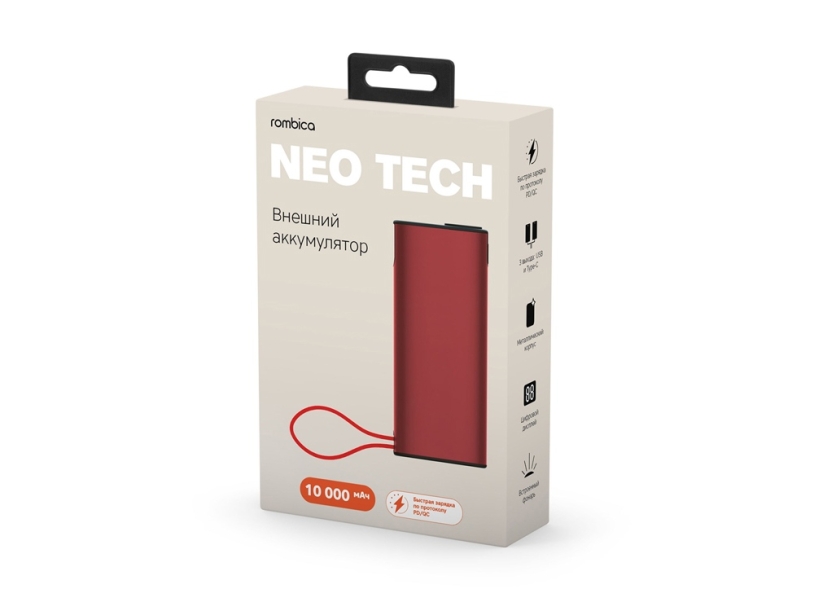 Внешний аккумулятор NEO Tech, 10000 mAh (красный)  (Изображение 4)