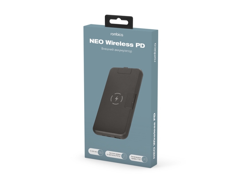 Внешний беспроводной аккумулятор NEO Wireless PD, 10000 mAh (черный)  (Изображение 6)