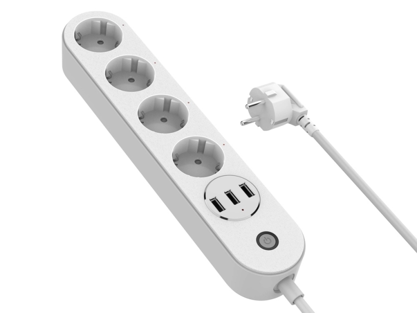 Умный сетевой фильтр HIPER IoT PS43/Wi-Fi 2,4 ГГц/4 розетки и 3 USB порта/2500Вт/10А IoT PS43 (Изображение 1)