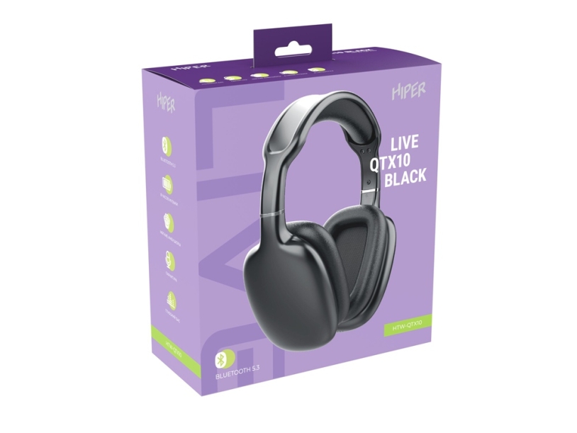 HIPER Наушники накладные Bluetooth HIPER Live HTW-QTX10 (Изображение 4)