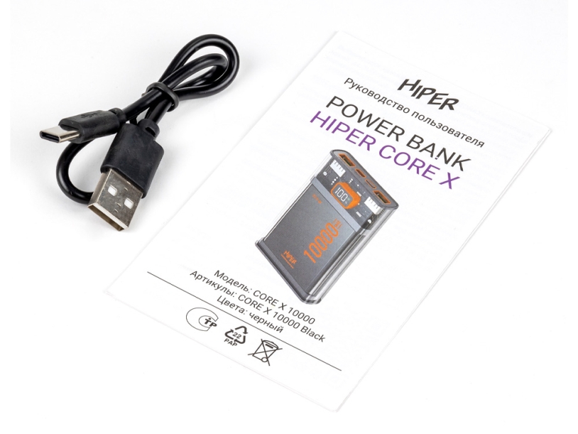 Внешний аккумулятор CORE X, 10000 mAh, черный (Изображение 8)