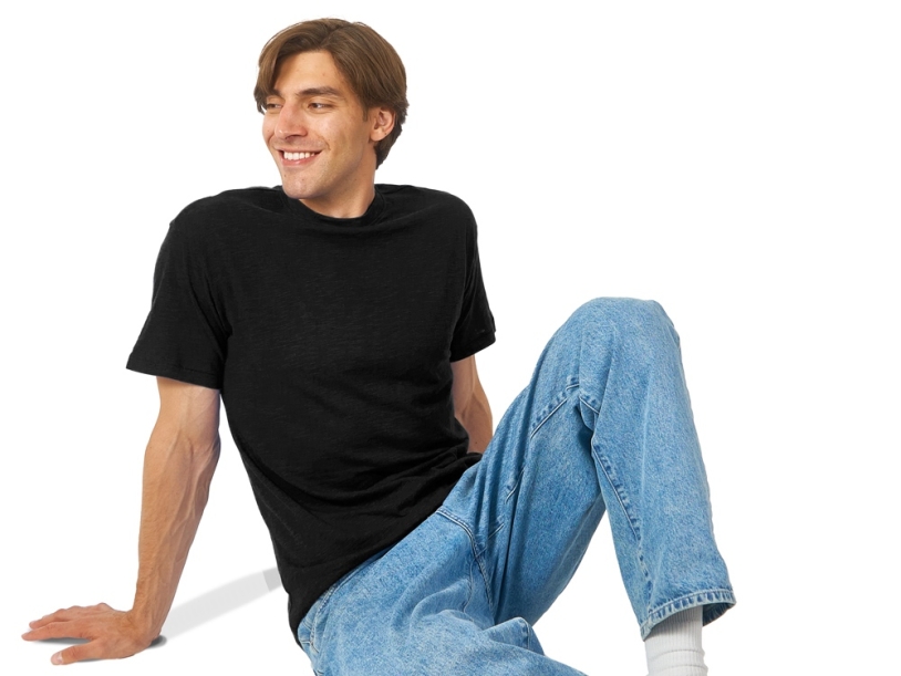 Футболка из текстурного джерси Portofino, унисекс (черный) 2XL (Изображение 4)