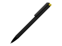 Ручка металлическая шариковая Taper Metal soft-touch (черный/желтый) 