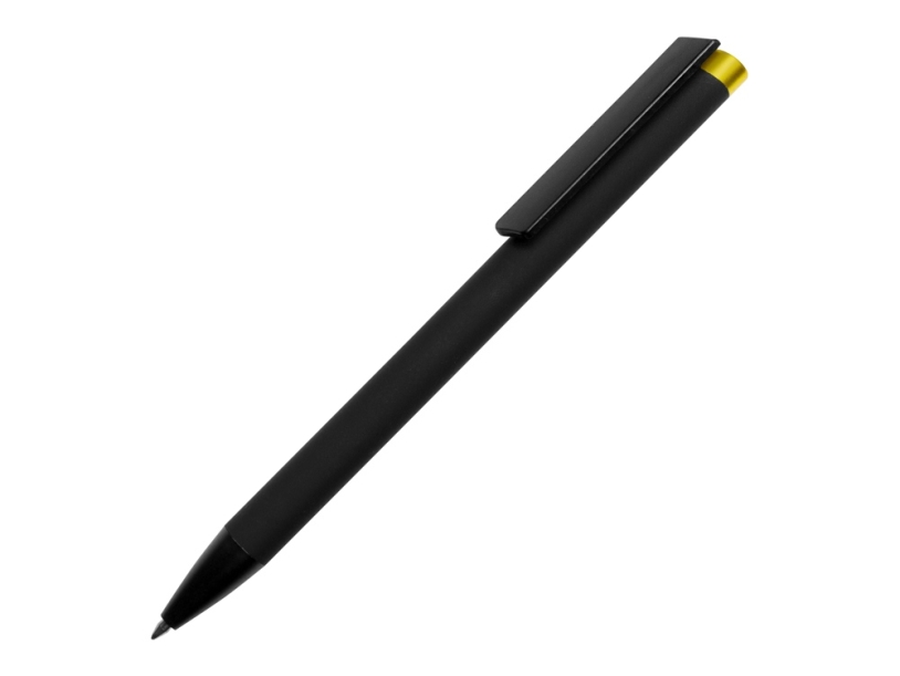 Ручка металлическая шариковая Taper Metal soft-touch (черный/желтый)  (Изображение 1)