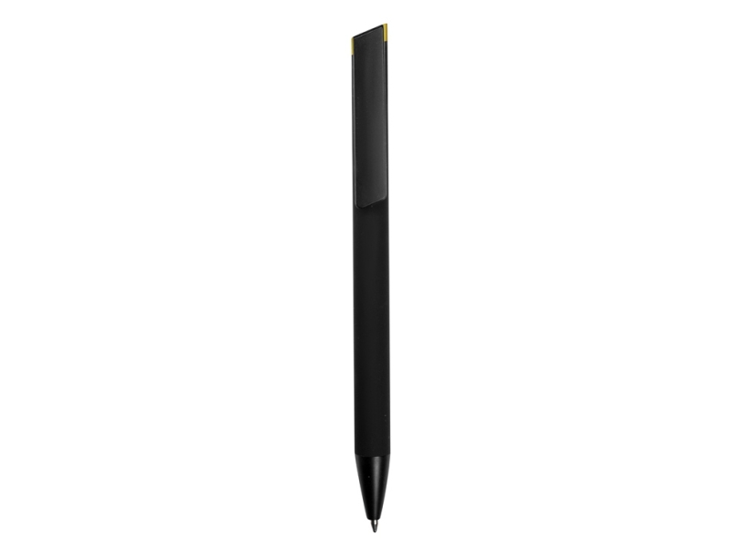 Ручка металлическая шариковая Taper Metal soft-touch (черный/желтый)  (Изображение 2)