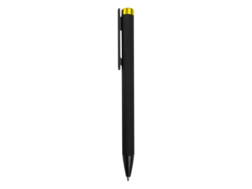 Ручка металлическая шариковая Taper Metal soft-touch (черный/желтый)  (Изображение 3)