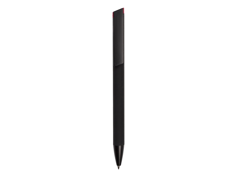 Ручка металлическая шариковая Taper Metal soft-touch (черный/красный)  (Изображение 2)