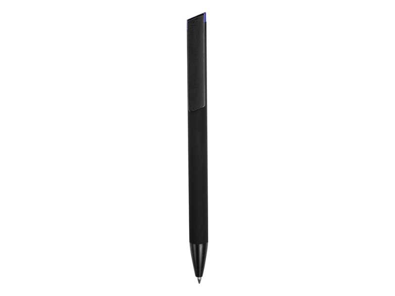 Ручка металлическая шариковая Taper Metal soft-touch (черный/синий)  (Изображение 2)
