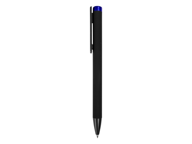 Ручка металлическая шариковая Taper Metal soft-touch (черный/синий)  (Изображение 3)
