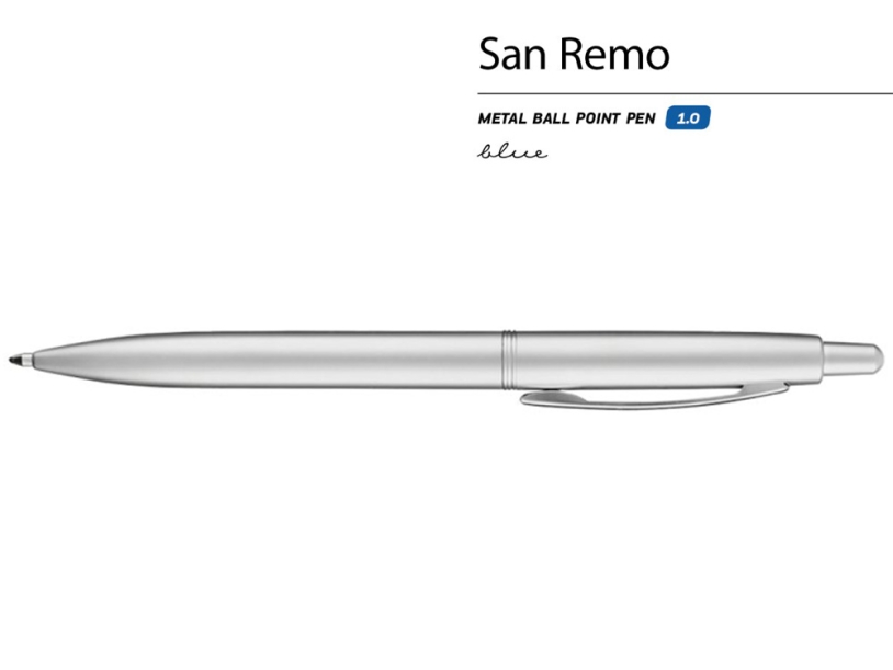 Ручка металлическая шариковая San Remo (серебристый)  (Изображение 2)