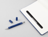 Блокнот с ручкой и вечным карандашом в пенале, с подставкой под смартфон (темно-синий) (Изображение 3)