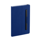 Блокнот с ручкой и вечным карандашом в пенале, с подставкой под смартфон (темно-синий)