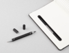 Блокнот с ручкой и вечным карандашом в пенале, с подставкой под смартфон (черный) (Изображение 3)