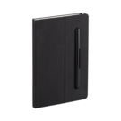 Блокнот с ручкой и вечным карандашом в пенале, с подставкой под смартфон (черный)