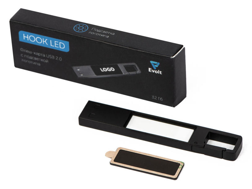USB 2.0- флешка на 32 Гб c подсветкой логотипа Hook LED (Изображение 9)