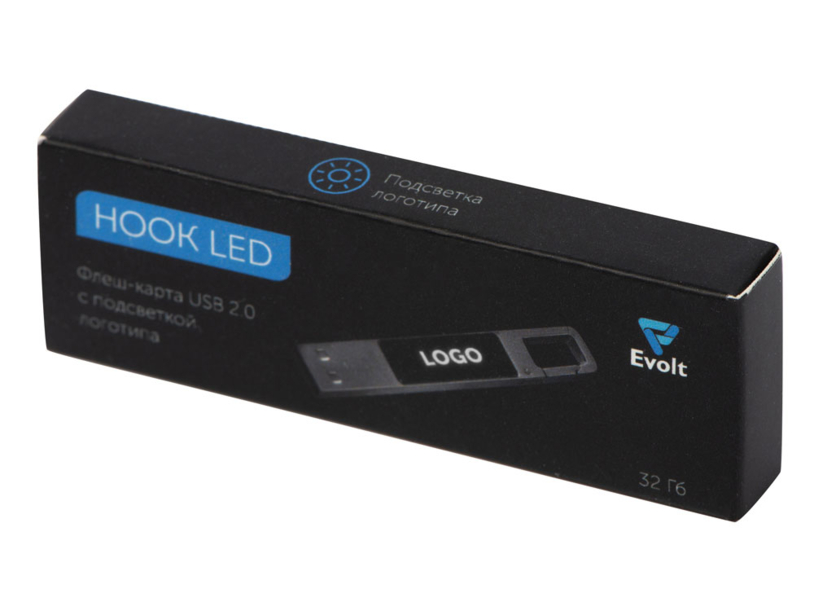 USB 2.0- флешка на 32 Гб c подсветкой логотипа Hook LED (Изображение 10)
