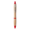 Ручка шариковая из бамбука и пл (красный) (Изображение 1)