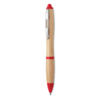 Ручка шариковая из бамбука и пл (красный) (Изображение 2)