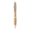Ручка шариковая из бамбука и пл (белый) (Изображение 2)