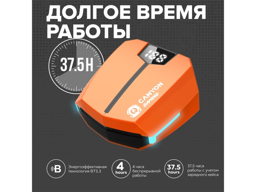 Игровая гарнитура Canyon DoubleBee GTWS-2, оранжевый (CND-GTWS2O) (Изображение 7)