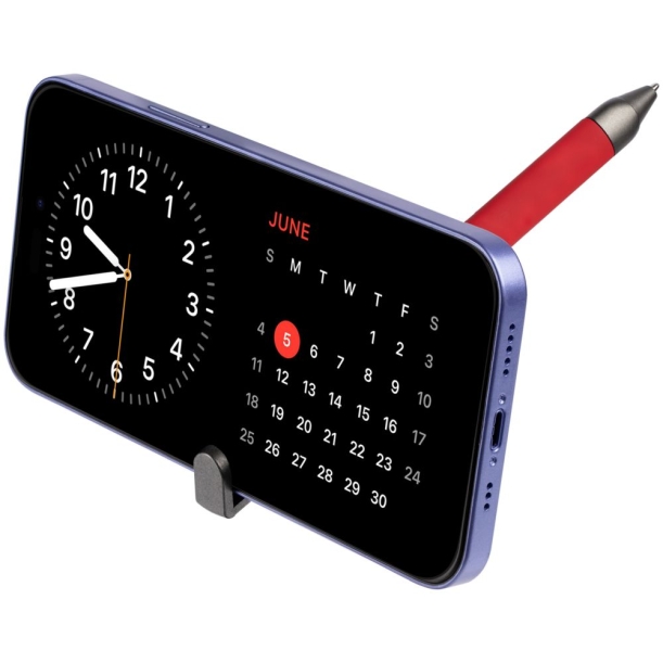 Ручка шариковая Standic с подставкой для телефона, красная (Изображение 7)