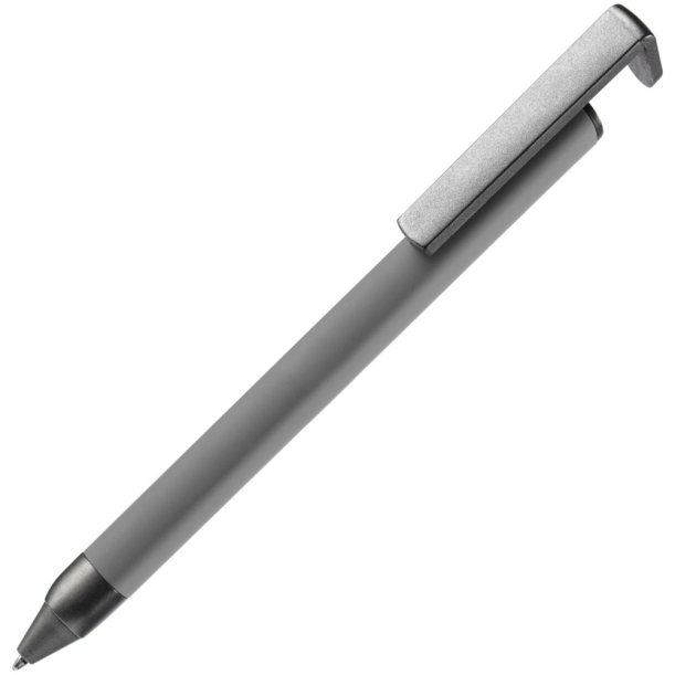 Ручка шариковая Standic с подставкой для телефона, серая (Изображение 1)
