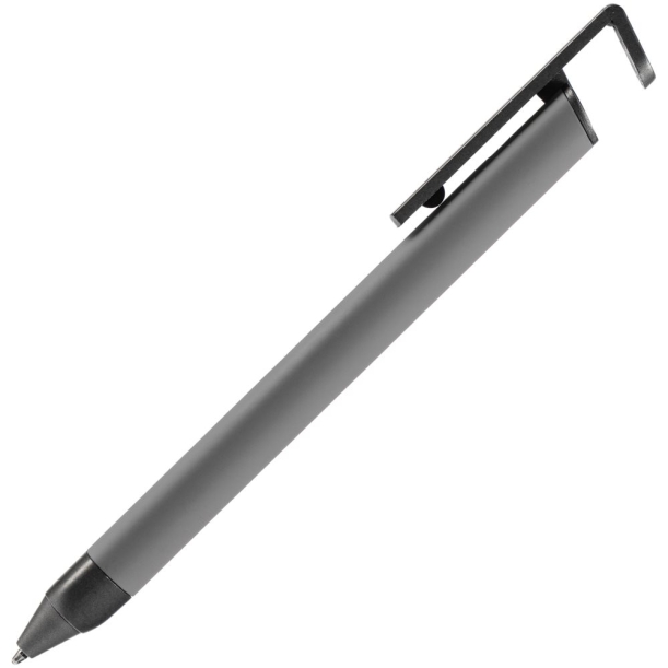 Ручка шариковая Standic с подставкой для телефона, серая (Изображение 2)