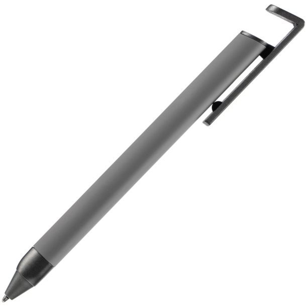 Ручка шариковая Standic с подставкой для телефона, серая (Изображение 3)