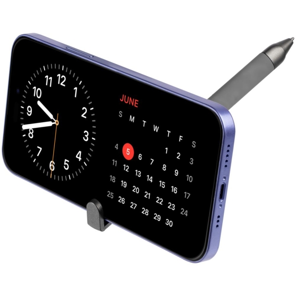 Ручка шариковая Standic с подставкой для телефона, серая (Изображение 7)