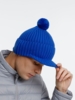Вязаная шапка с козырьком Peaky, синяя (василек) (Изображение 7)