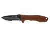 Нож складной Stinger, 80 мм (чёрный), материал рукояти: сталь/сандаловое дерево (коричневый) (Изображение 1)
