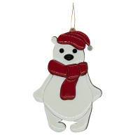 Ёлочная Игрушка Медвежонок (белый с красным)
