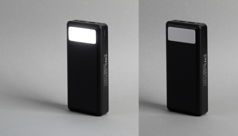 Зарядное устройство "Lumos Max" 20000 mAh с фонариком (черный) (Изображение 2)