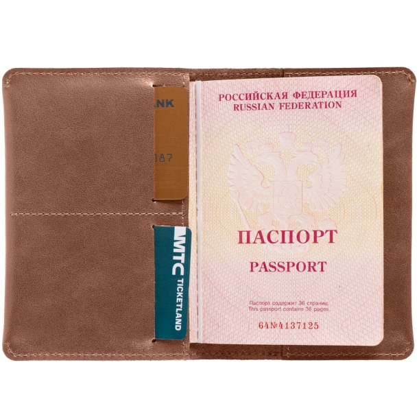 Обложка для паспорта Apache ver.2, коричневая (какао) (Изображение 4)