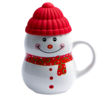 Кружка SNOWMAN с крышкой, белый с красным, 380мл, фарфор, силикон (Изображение 1)