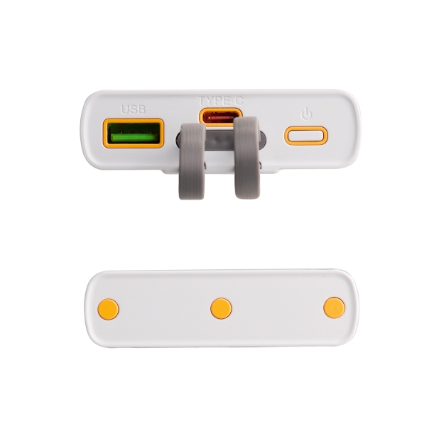 Зарядное (22.5W) устройство "Link" 10000 mAh с прозрачным корпусом, цифровым индикатором заряда и встроенными Type-C/Lightning кабелями (белый/черный) (Изображение 3)