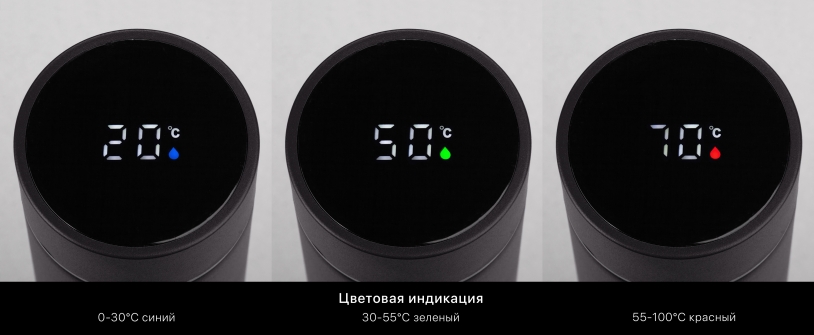 Термос "Бостон next" 500 мл с индикацией температуры, soft touch, сменная батарейка (красный) (Изображение 3)