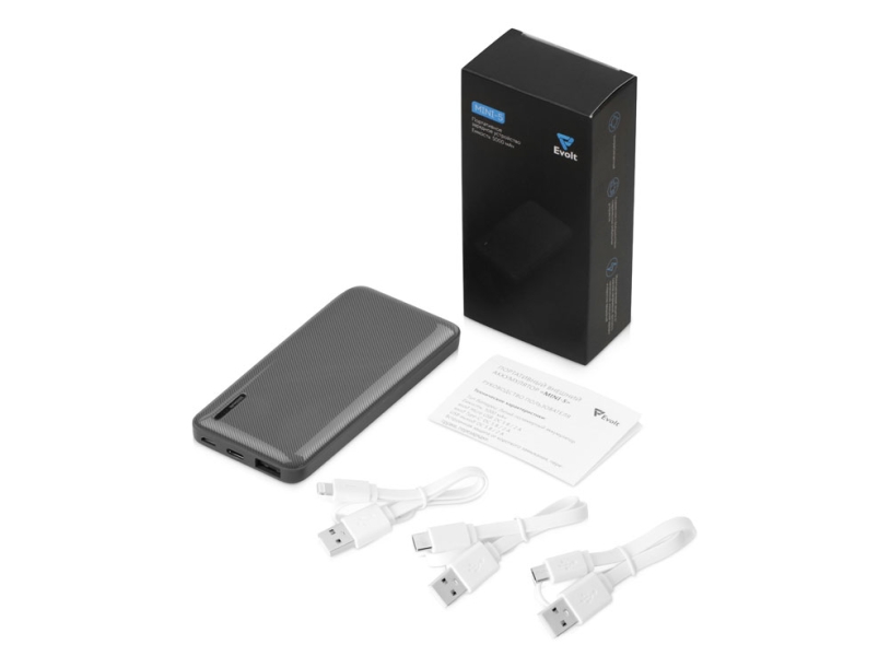 Внешний аккумулятор Evolt Mini-5, 5000 mAh, серый (Изображение 3)