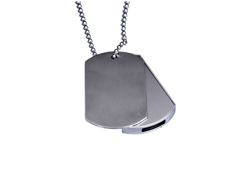 USB 2.0-флешка на 64 Гб в виде армейского жетона (серебристый) 64Gb (Изображение 1)